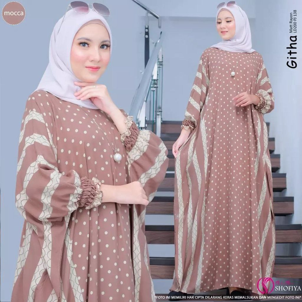 TERBARU GAMIS KAFTAN ALMINA JUMBO RESLETING DEPAN BUSUI LENGAN KERUT LD 200 PB138