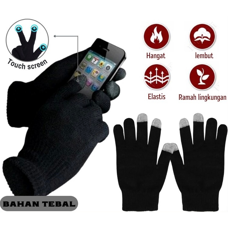 iGLOVE - Sarung Tangan Touch Screen Anti Slip Rajut Layar Sentuh Gloves Motor Gojek Hp Tablet Smartphone Android Ios