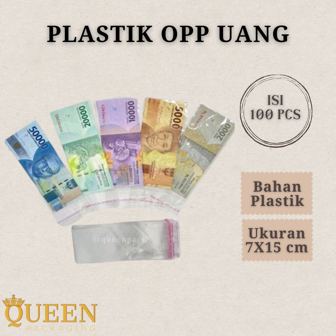 

PLASTIK OPP BUKET UANG TUTUP SEAL LEM 15 X 7 CM | 100 LEMBAR |