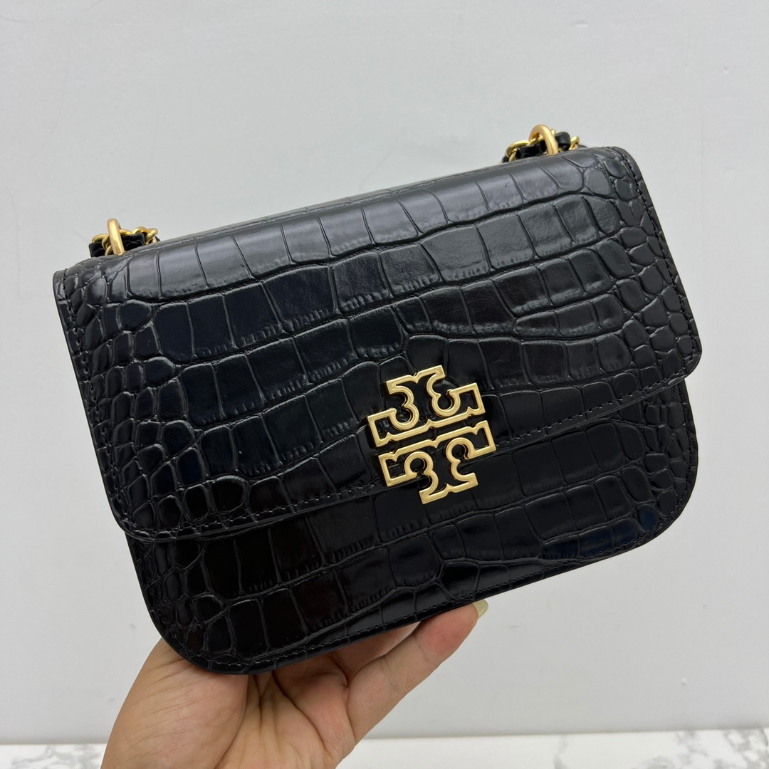 TB Tory Burch 141029 Britten New Crocodile Cowhide Chain Bag Single Shoulder Bag Crossbody Bag  dfb