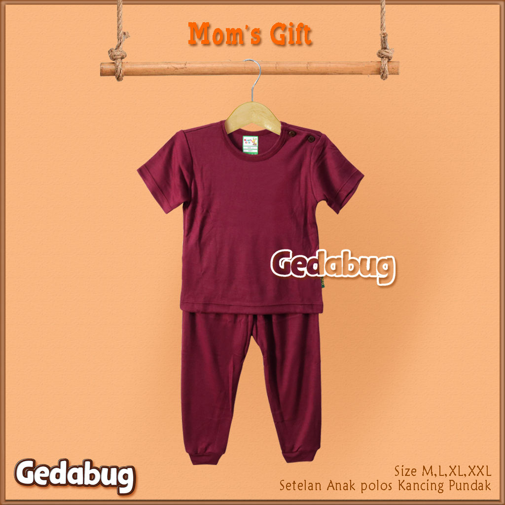 Setelan CPR Moms Gift Polos | Setelan Kaos anak Kancing Pundak | Gedabug