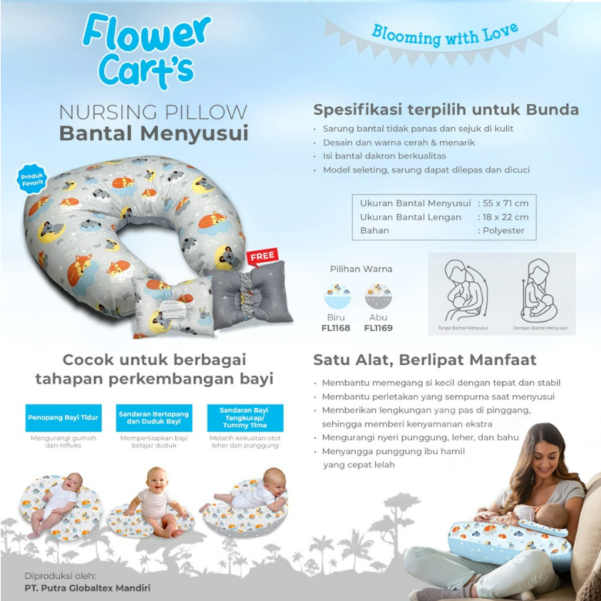 Bantal Menyusui Flower Cart's / Nursing Pillow + Bantal Peang CBKS