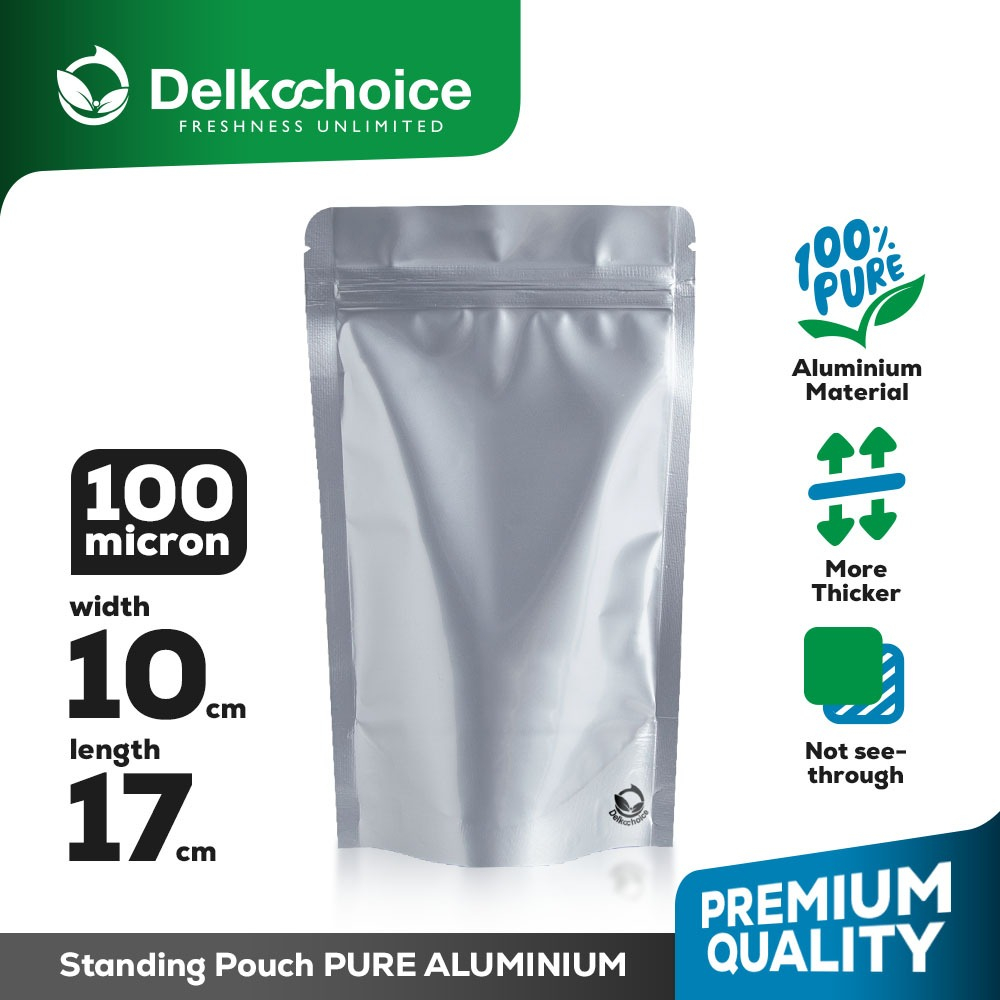 Standing Pouch Full Aluminium Foil Standing Pouch Silver 10x17
