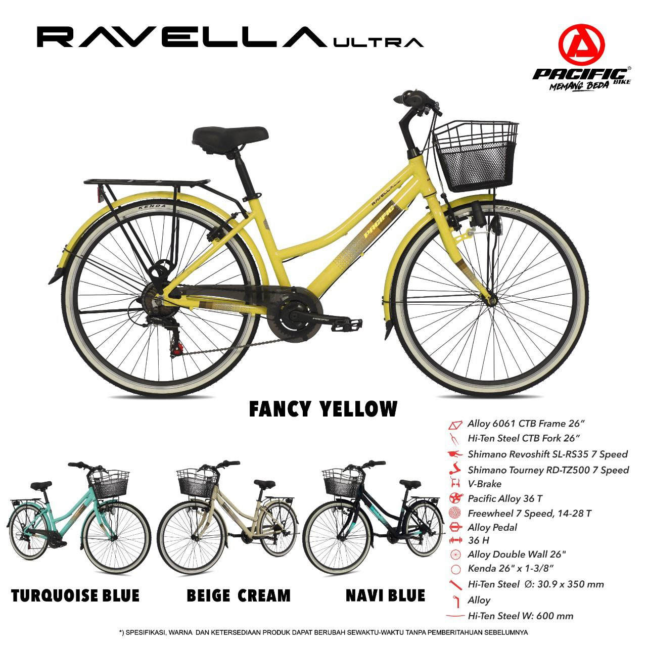 SEPEDA MINI / CTB DEWASA 26" PACIFIC RAVELLA ULTRA 7 SPEED