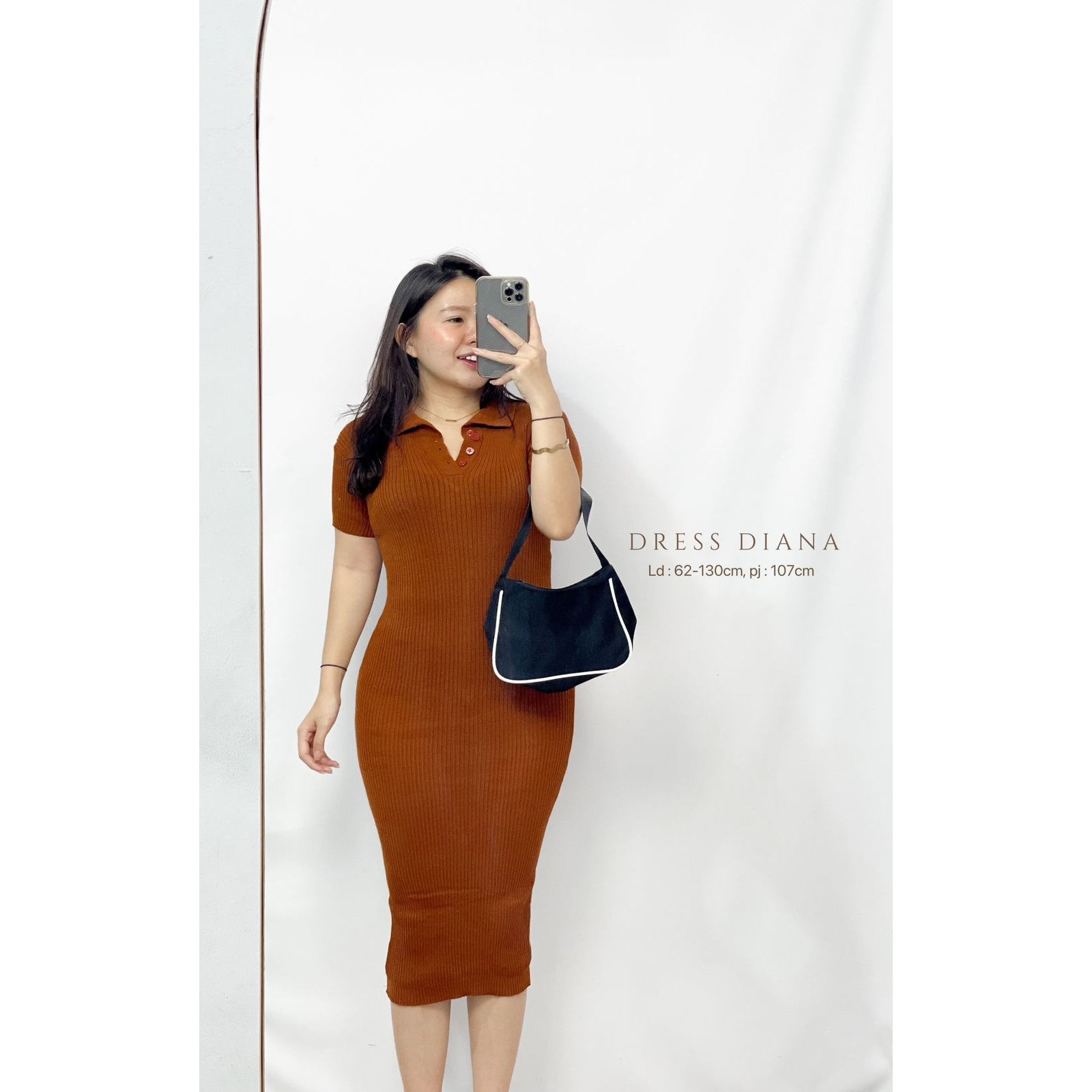 Basic id fashion Dres rajut dian / Dres rajut bodycon premium  / Knitt korea style / dres rajut lengan pendek