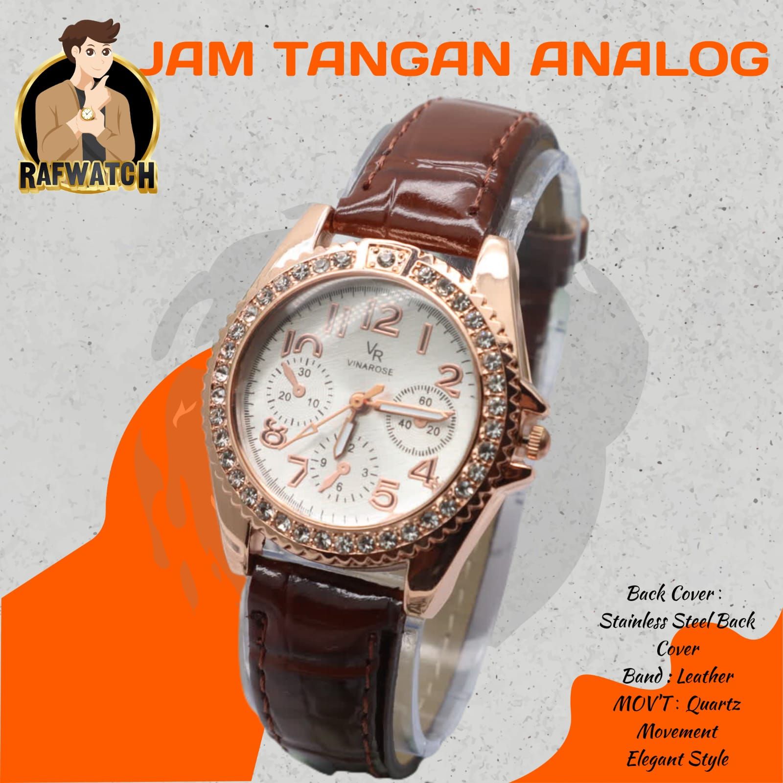 JAM TANGAN WANITA ELEGANT IMPORT STRAP KULIT PERMATA LAROCHE LR03