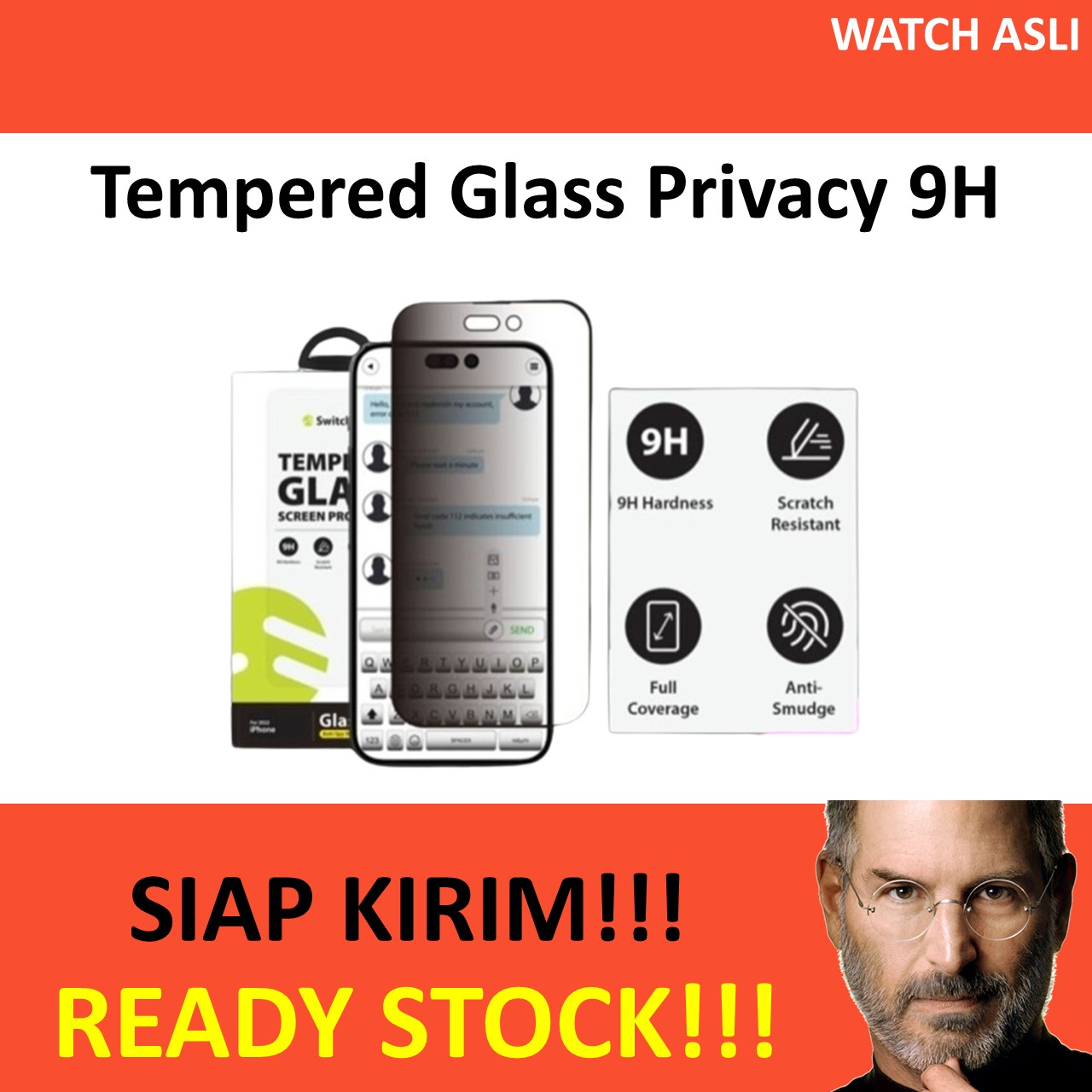 Tempered Glass iPhone 14 Pro Max Plus SwitchEasy Privacy 9H Anti Gores