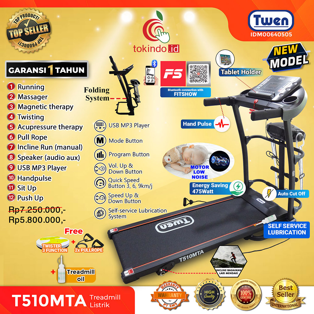 Treadmill Twen T510MTA / Treadmill Listrik / Treadmill Elektrik