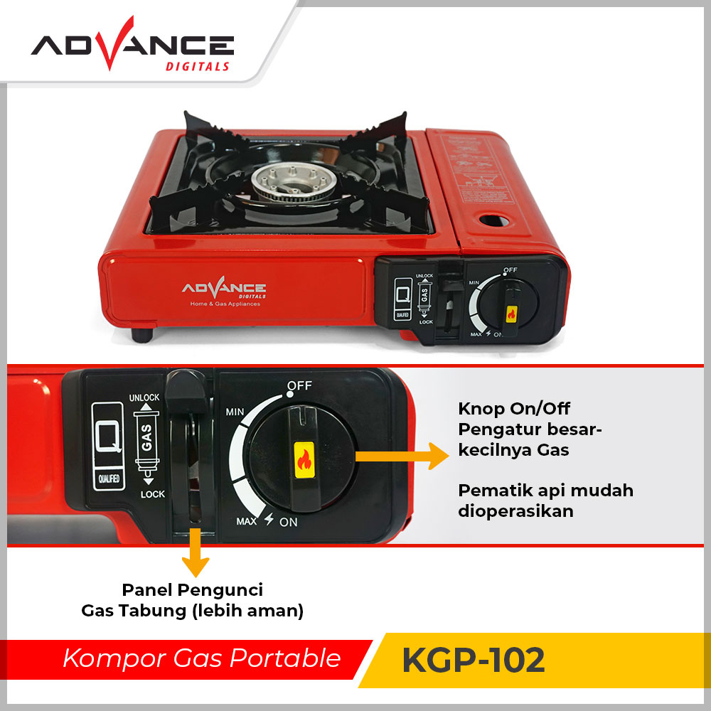 Kompor Gas Portable Advance 1 Tungku KGP-102 Bergaransi Resmi 1 Tahun