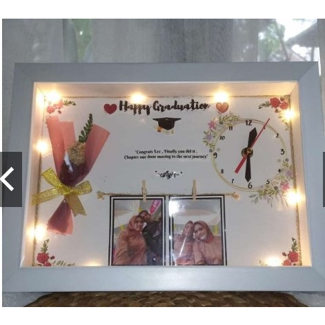 Frame 3D  LAMPU LED+JAM nyala/Pigura/Bingkai/35x25cm/Figura/Buket foto/Flower in frame