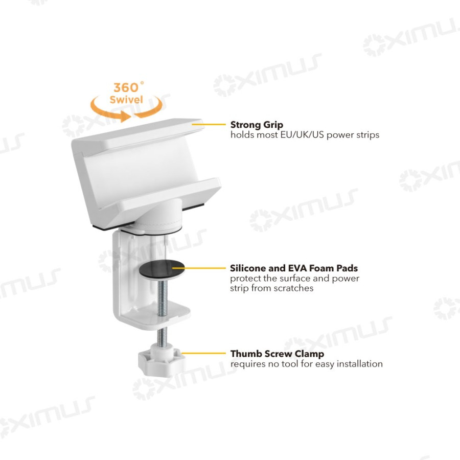 Stop Kontak Jepit Putar Power Strip Clamp Holder Rotate OXIMUS C022