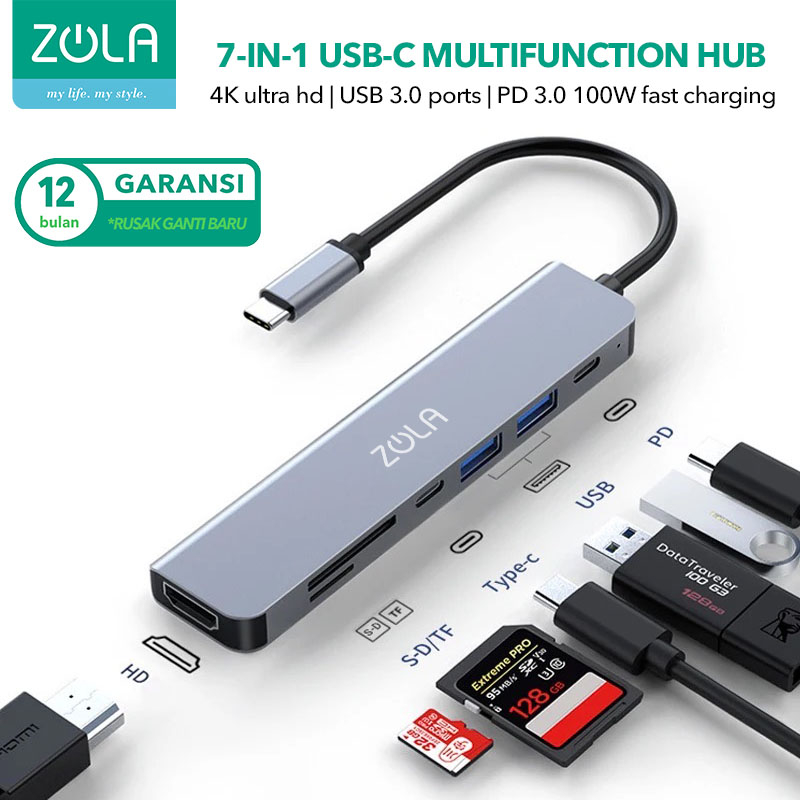 ZOLA 7 IN 1 USB HUB PD 3.0 Macbook iPad Pro Switch Dock Adapter Type C