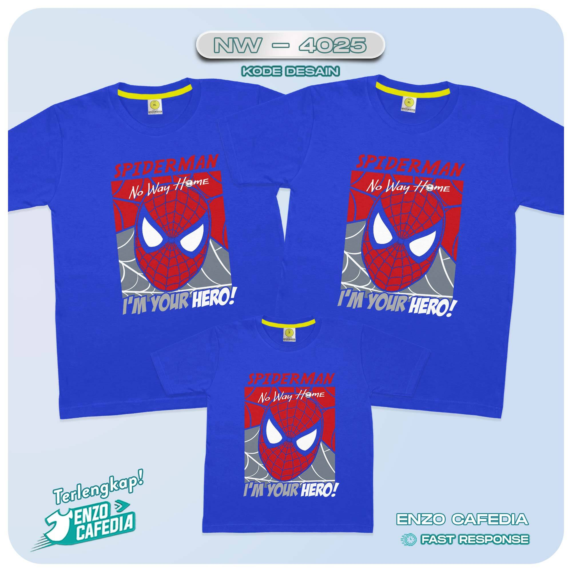 Jual Baju Kaos Couple Keluarga | Kaos Family Ultah Anak | Motif Spiderman NW 4025 | Gratis Custom | 