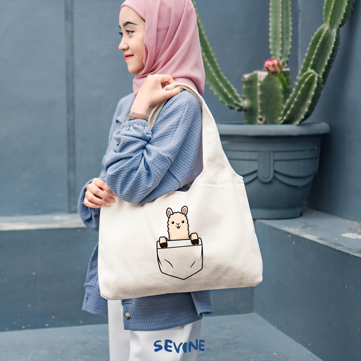 Sevine Tote Bag Kanvas Bonnie Tas Aesthetic Wanita Kuliah Fashion Laptop Sekolah Totebag Vintage Series - XD