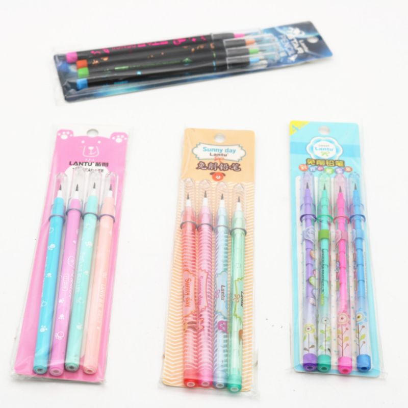 

Pensil susun bensia 1 set isi 4 pcs / pensil Lantu / pensil unik / pensil lucu