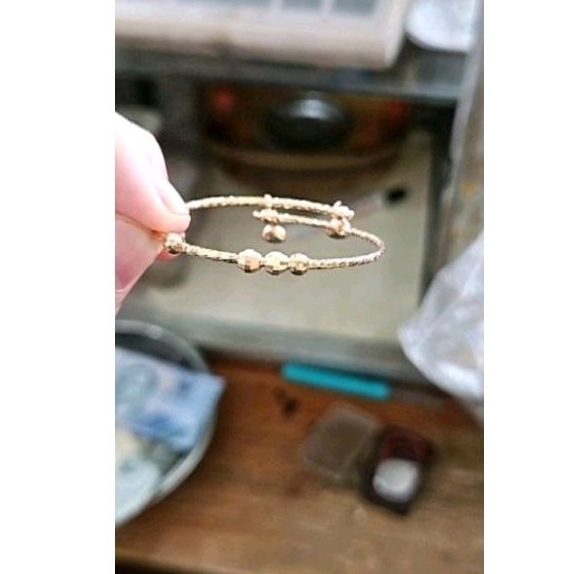 Gelang selarak bayi newborn ulir lilit adjustable emas asli 8k