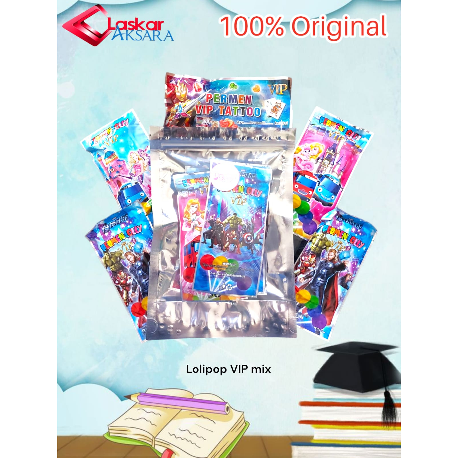 

Permen Lolipop VIP Karakter FREE Kartu Lolly VIP Rasa Buah / Premium