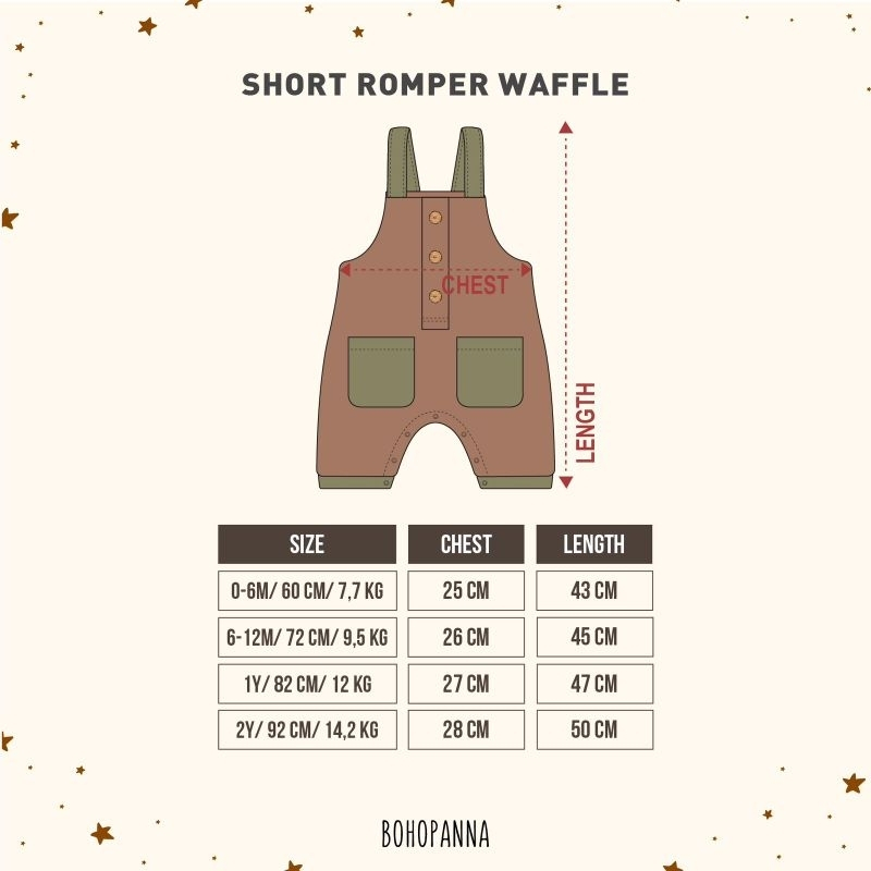 Bohopanna Short Romper Waffle - Romper Anak