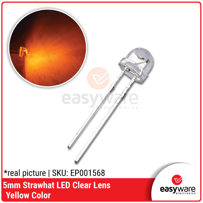 LED 5mm Strawhat Yellow Clear Lens LED Topi 5mm Strawhat Kuning LED F5