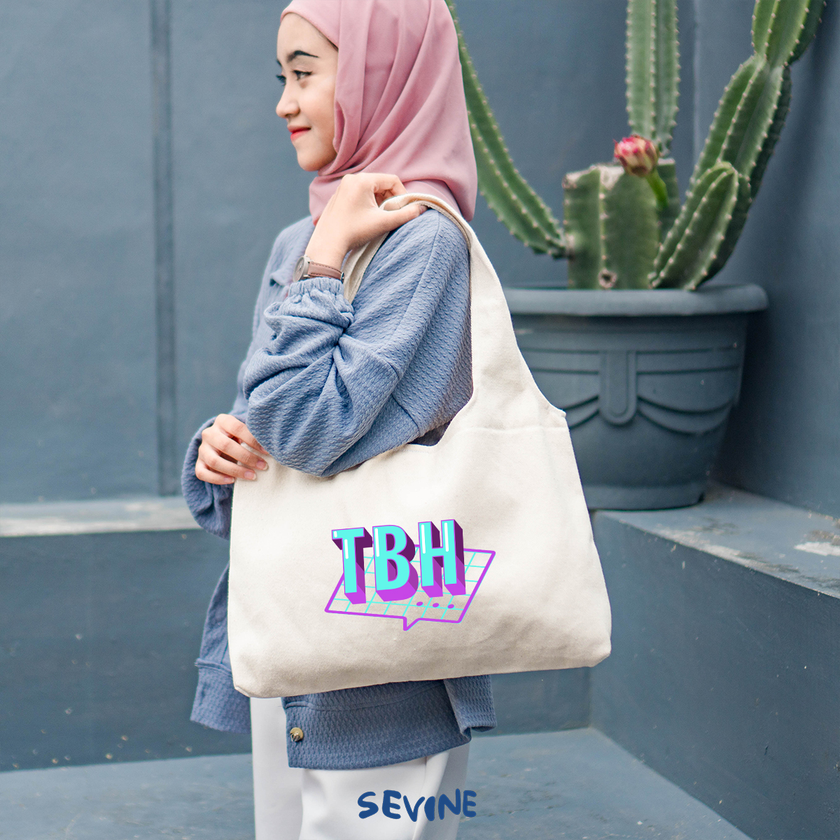 Sevine Tote Bag Kanvas Bonnie Tas Aesthetic Wanita Kuliah Retro Fashion Laptop Sekolah Totebag Vintage Series - XG