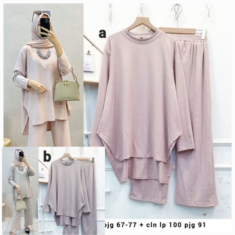 T868 UNIQLO BASIC BLOUSE SET PANTS NEW SERIES ATASAN CELANA WANITA MUSLIMAH KEKINIAN VIRAL ORIGINAL 