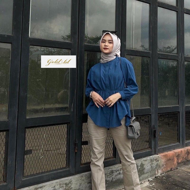 Alya Shirt - Atasan Wanita - Kemeja Kerut Depan - Kemeja Wanita - Oversize - Kemeja Linen - Kemeja Kantor - Kemeja Viral - Kemeja Terbaru