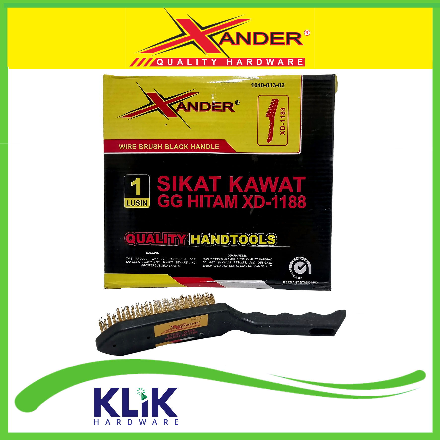 Xander Sikat Baja Gagang Fiber - Sikat Kawat Handle Plastik PVC