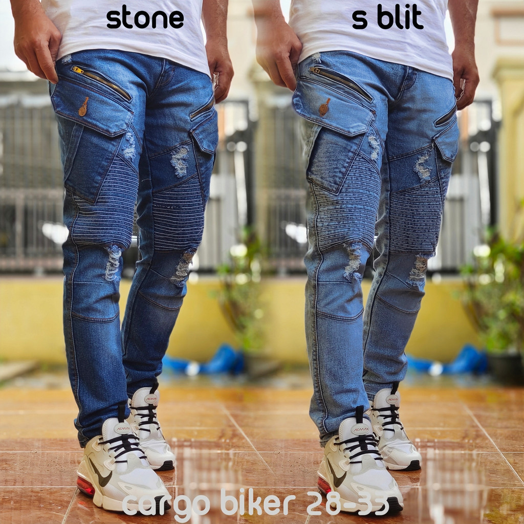 Celana Cargo Jeans bikers celana kargo jeans panjang New Celana Panjang Cargo Pria Cargo jeans panja