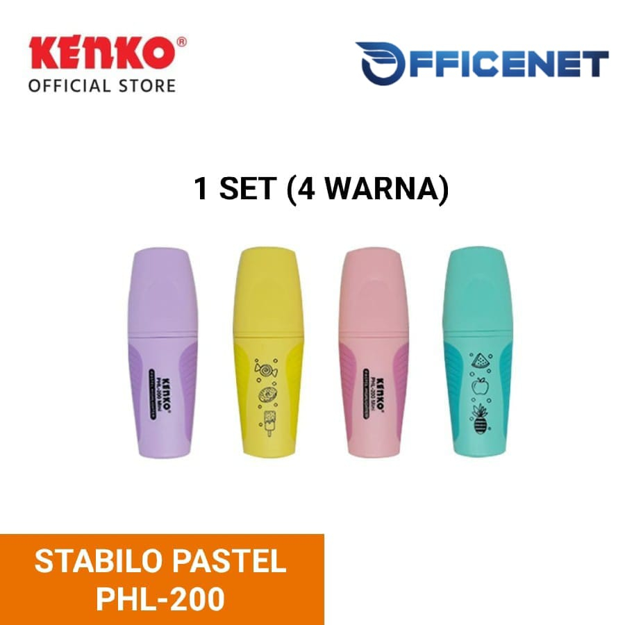 HIGHLIGHTER PHL 200 PASTEL MINI SET 4 WARNA SPIDOL TEXTLINER PENANDA