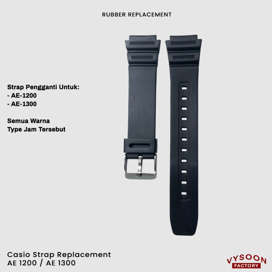 Strap Rubber Tali Jam Karet Casio AE-1200 AE-1300 AE1200 AE1300 Hitam