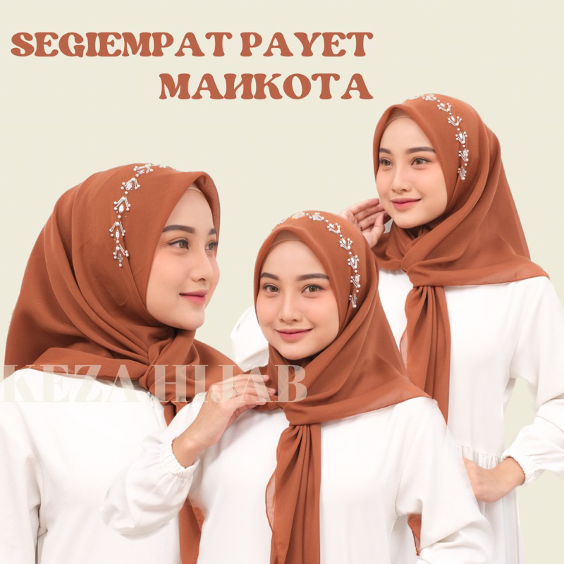 Segiempat Payet Mahkota  - Hijab payet mahkota - Motif Mahkota