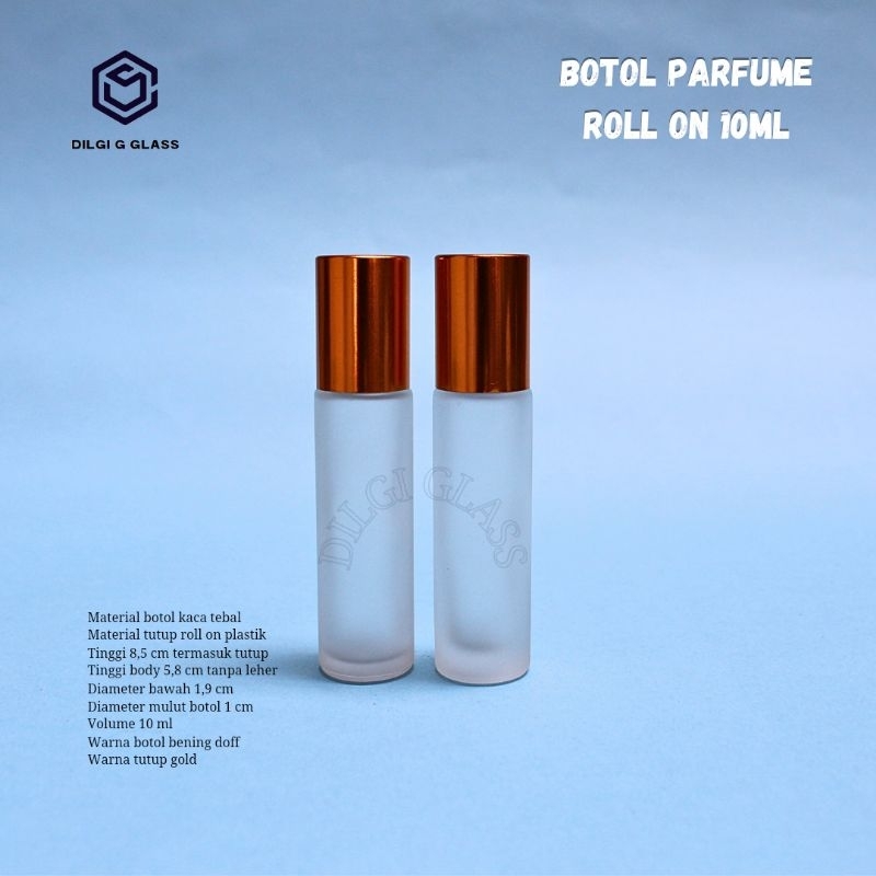 Botol 10ml roll on frosted/botol parfume roll on 10ml tutup gold