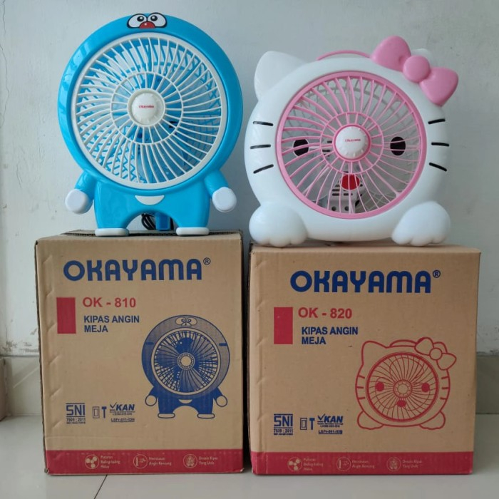 Kipas Angin Okayama Karakter Doraemon OK-810, HelloKitty Ok-802, Ironman Ok-810