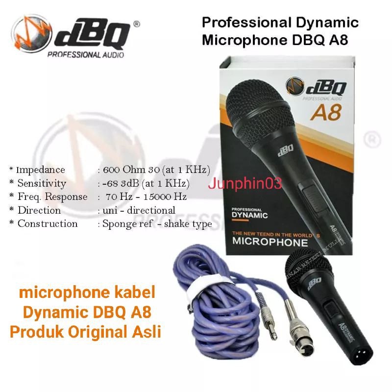 Microphone kabel Dynamic mic DBQ A8 A 8 mik original asli
