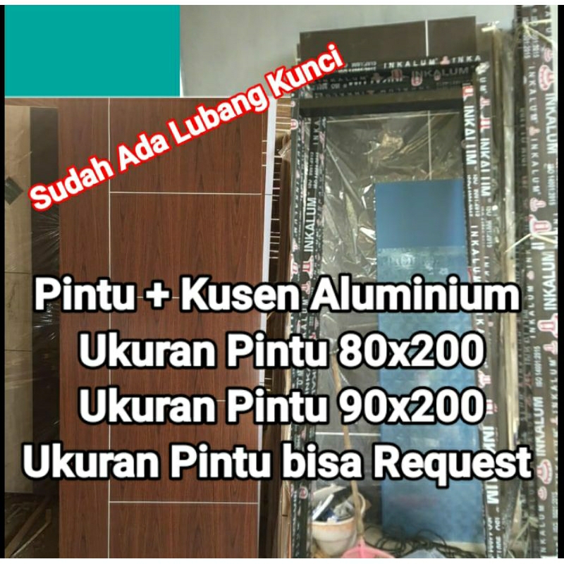 PINTU KAYU MINIMALIS SUDAH SAMA KUSEN ALUMINIUM
