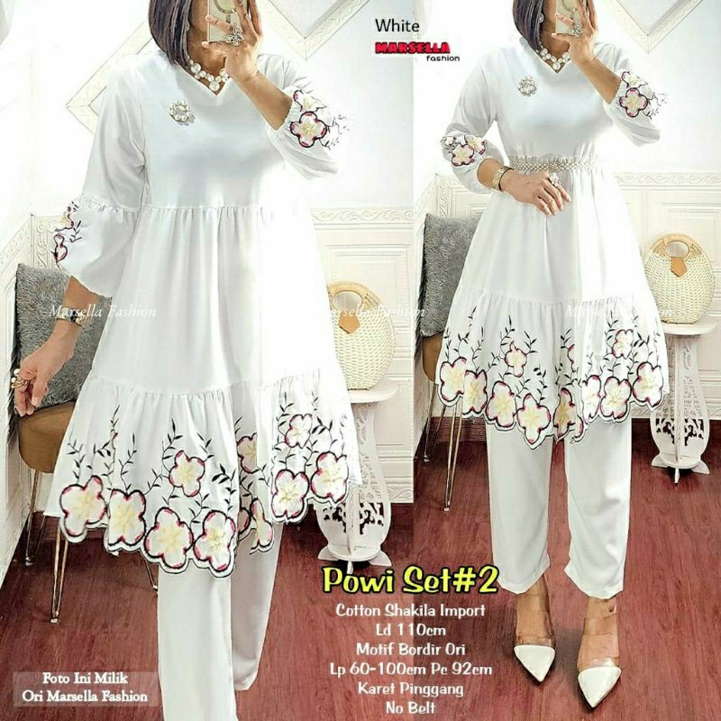 Powi Set #2, SETELAN LEBARAN CANTIK MODIS FIT XXL LD 110 BAHAN KATUN SHAKILA IMPORT MIX BORDIR TERMURAH TERLARIS OOTD KEKINIAN