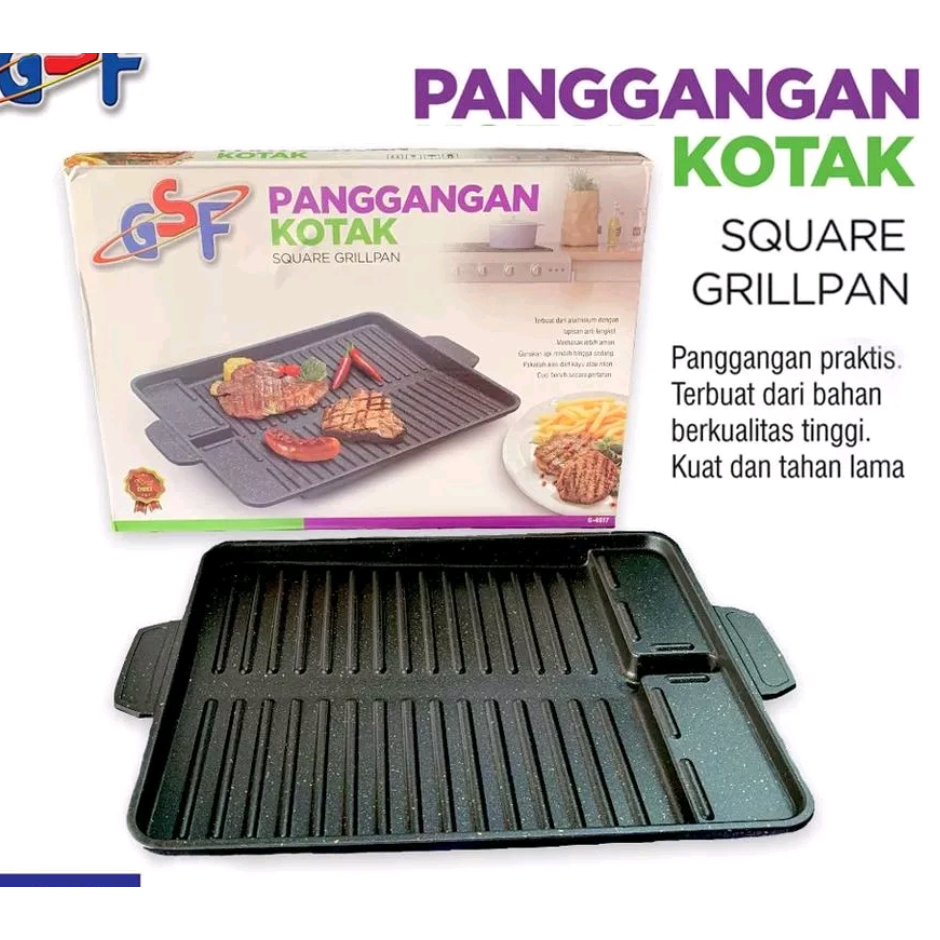 Square grill pan gsf 4517 anti lengket panci panggang bbq grill pan anti lengket gsf