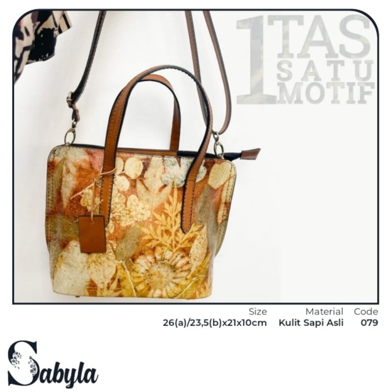 tas kulit asli wanita ecoprint