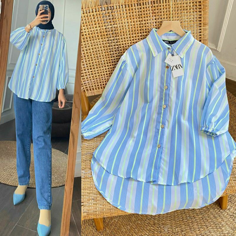 Fuji Zara Top, KEMEJA/TOP/BLOUSE WANITA CANTIK MODIS FIT XXL LD 116 BAHAN KATUN JEPANG PREMIUM KANCING AKTIF TERMURAH TERLARIS OOTD KEKINIAN