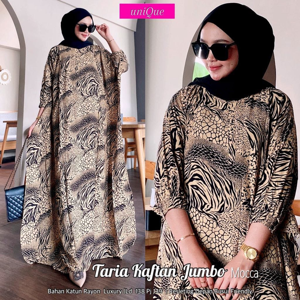 Kaftan Wanita - Taria Kaftan Kondangan Size Jumbo Motif Batik Loreng Busui Lengan Panjang Rayon Premium by Batik A W