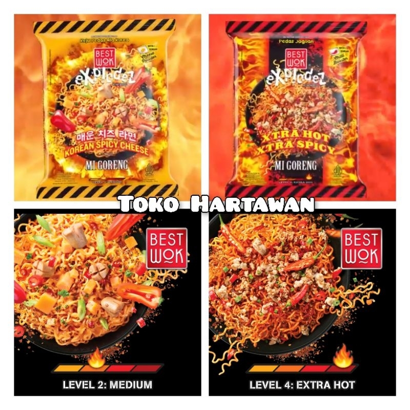 BEST WOK mie goreng 5 varian rasa Extra hot,Korean spicy,Original,Spicy, blackpepperseafood