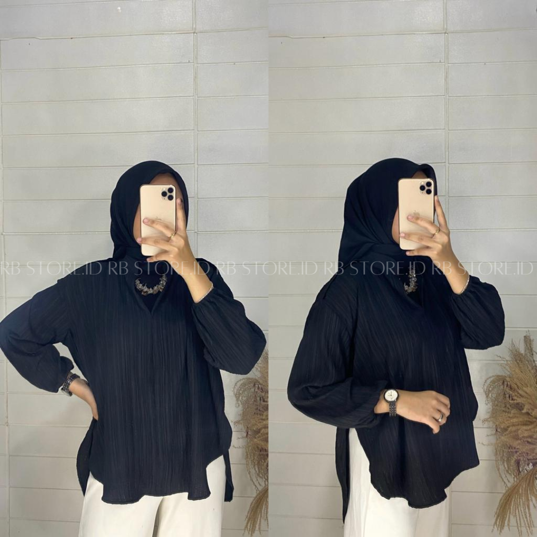 Kemeja Wanita Livia Blouse Basic Lady Crush Oversize