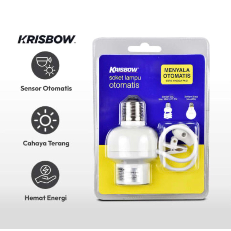 KRISBOW FITTING E-27 SOCKET LAMPU SENSOR OTOMATIS/ACE LAMP HOLDER SENSOR/ACE FITTING SENSOR CAHAYA