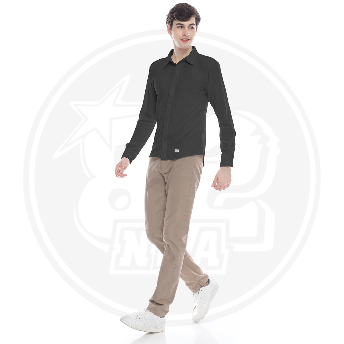 kemeja Waffle Pria Lengan Panjang Kmeja Cowo Cowok Original N82