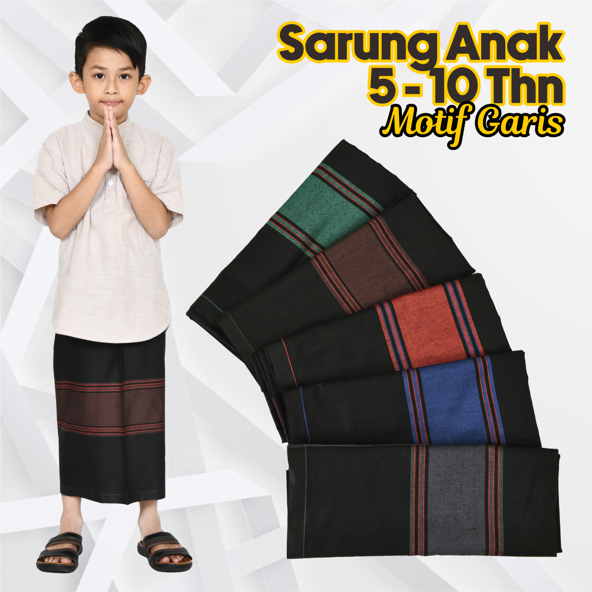 SARUNG ANAK LAKI LAKI SUNAT SANTRI TK SD 5, 6, 7, 8, 9, 10 TAHUN  MOTIF TENUN SALUR