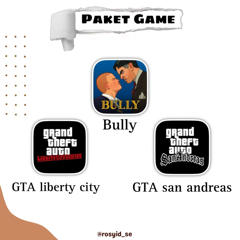 Paket Game IOS Bully, Gta San Andreas, Gta Liberty City