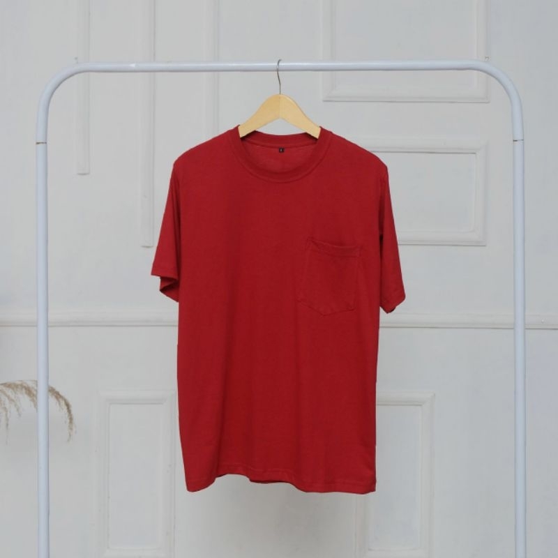 Pocket Oversized 24s cotton combed Kaos Oversize Saku Polos Pria &amp; WanitaTshirt