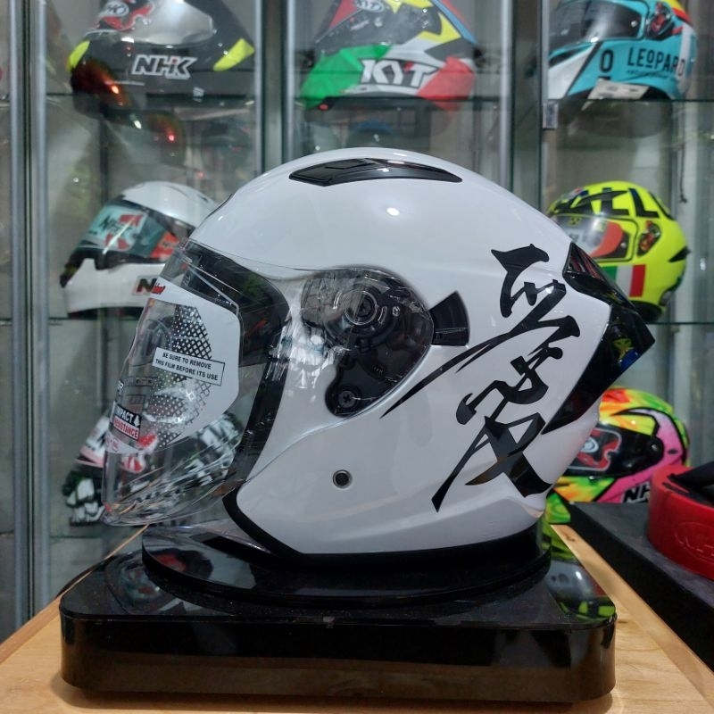 HELM NHK R1 MAX KANJI WHITE HELM NHK SINGLE VISOR TERBARU