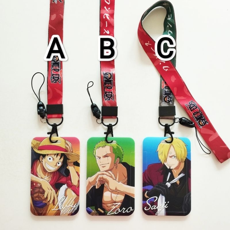 

One Piece Anime ID Card Holder Lanyard 2 Luffy Zoro Sanji Law Shanks Name Tag Gantungan Kalung Wadah Kartu Nama