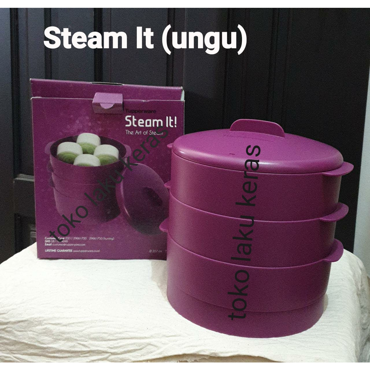 Tupperware Steam it -  wadah kukus 3 dan 2 layer lapis merah dan ungu